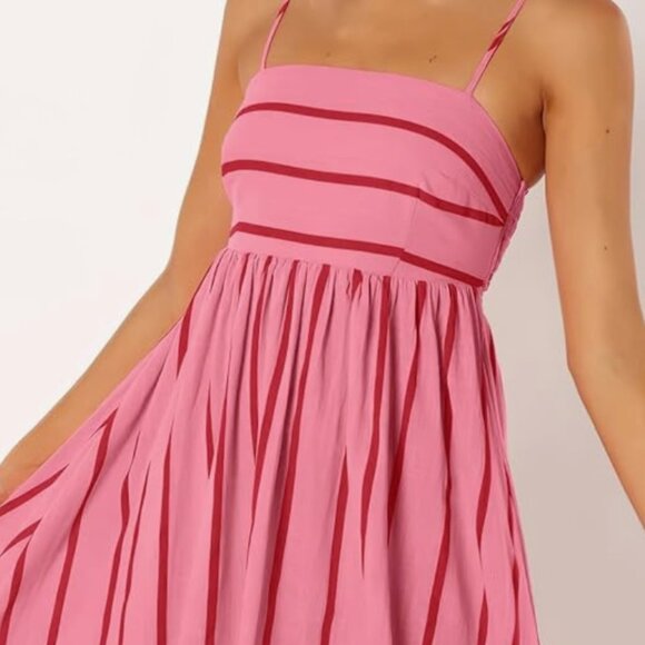 Pink and red striped summer dress - Picture 6 of 7